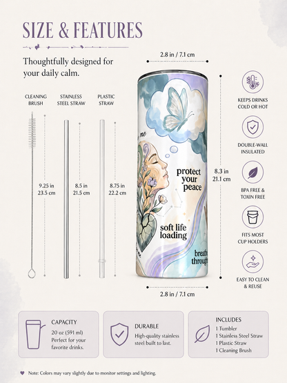 Protect Your Peace | 20 oz UV Printed Wellness Tumbler